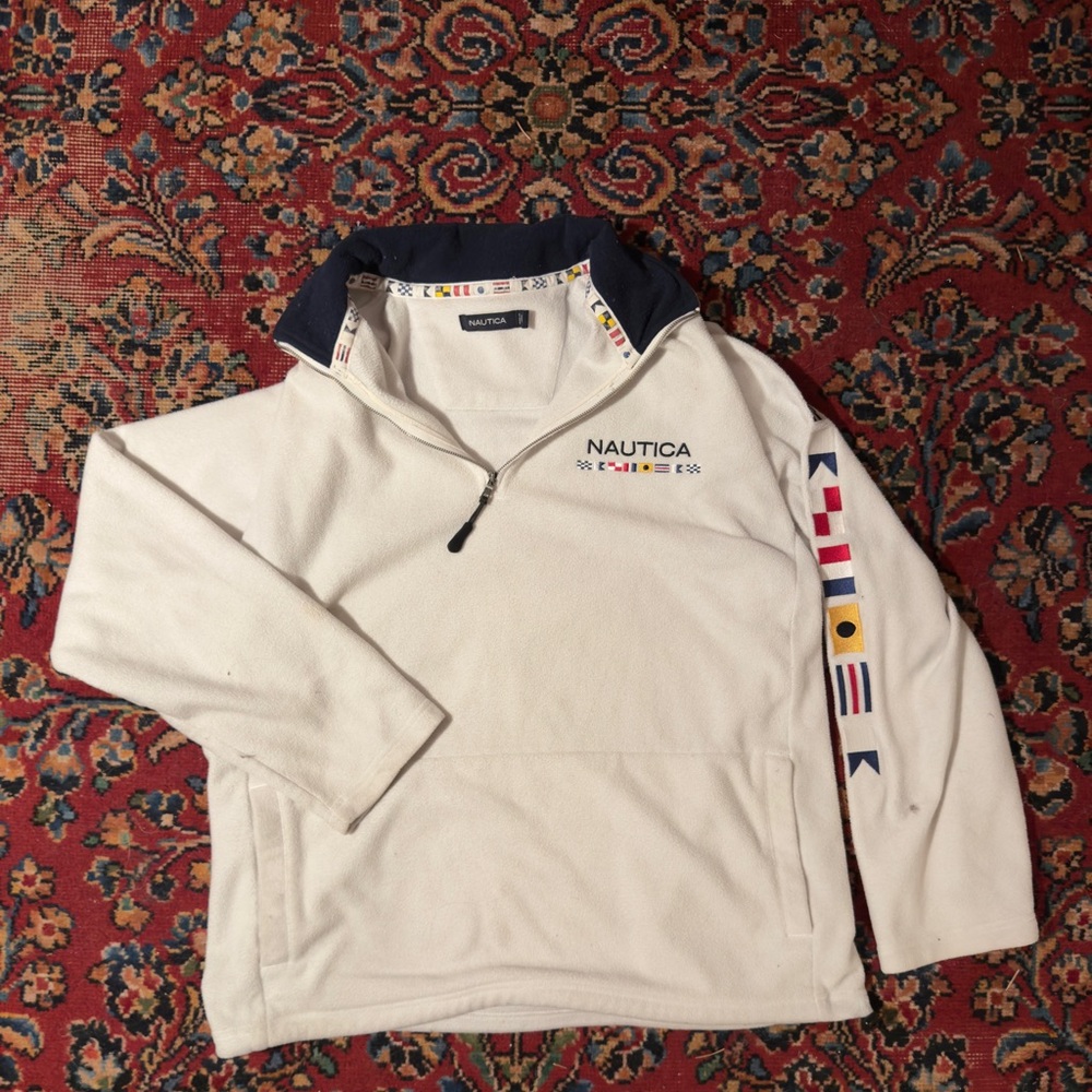 Nautica White Fleece Pullover